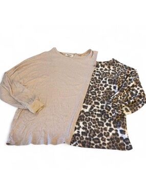 3/$20 Haptics Ribbed Cheetah Peek-a-Boo Shoulder Blouse Top Women’s Plus 3X